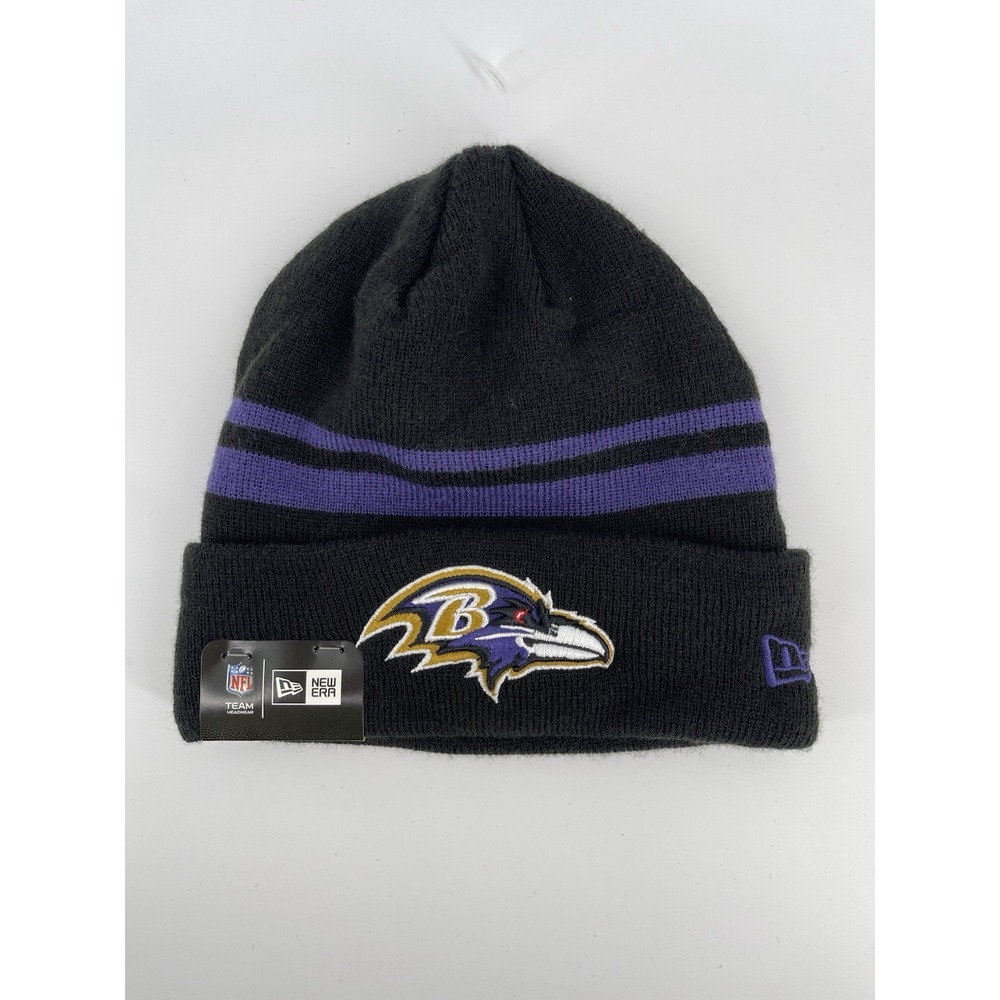 NWT New Era Baltimore Ravens Striped Beanie Black Purple